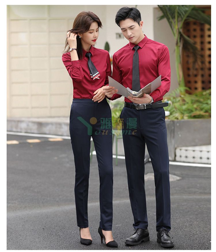 细斜纹商务长袖衬衫（男+女）(图16)