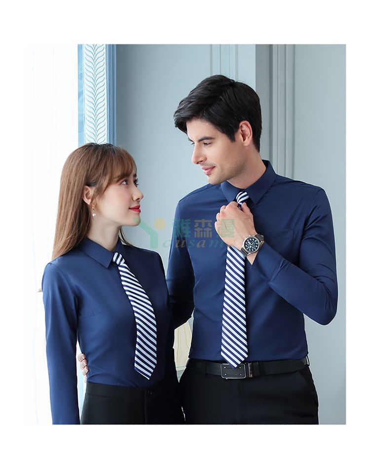 修身通勤细斜纹长袖衬衫（男+女）(图19)